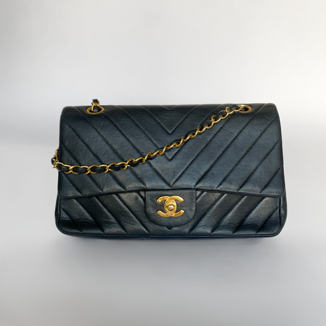 Chanel Chanel Chevron Classic Double Flap Bag Medium Lambskin Leather - Shoulder Bags - Etoile Luxury Vintage