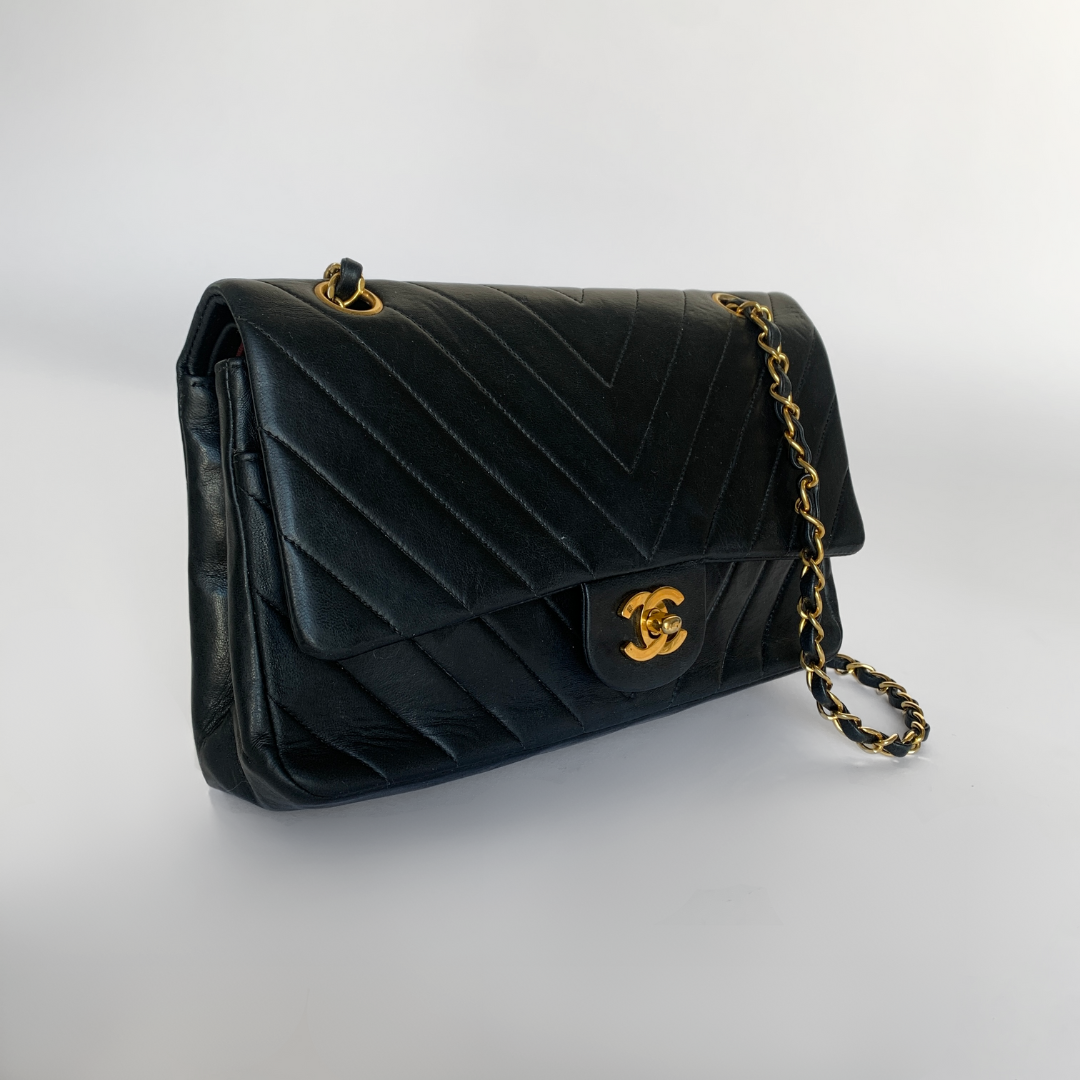 Chanel Chanel Chevron Classic Double Flap Bag Medium Lambskin Leather - Shoulder Bags - Etoile Luxury Vintage