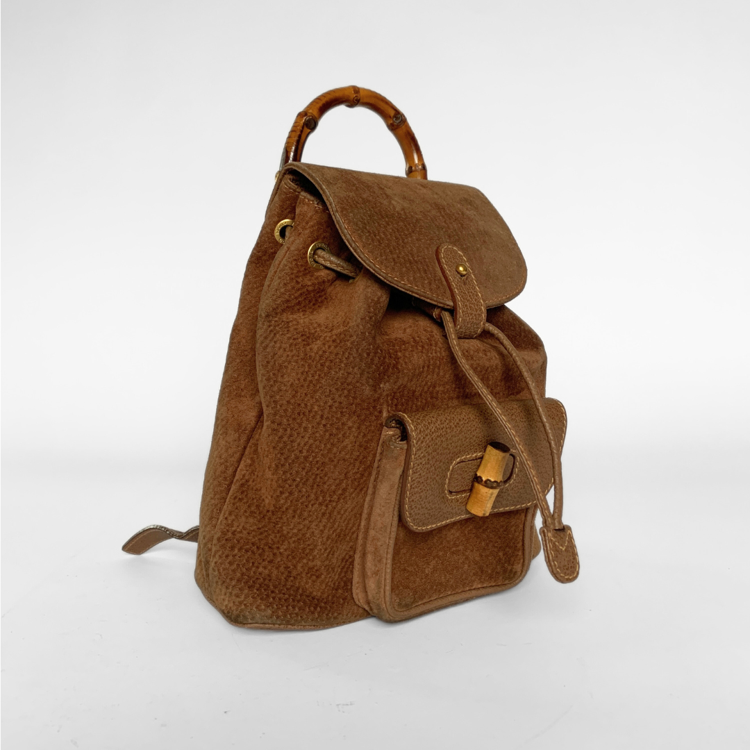 Gucci Gucci Bamboo Backpack Small Suede Leather - Backpacks - Etoile Luxury Vintage