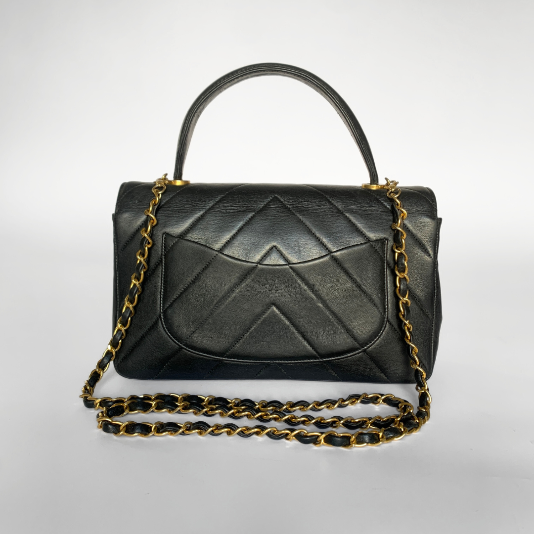 Chanel Coco Top Handle Bag Chevron Lambskin Leather