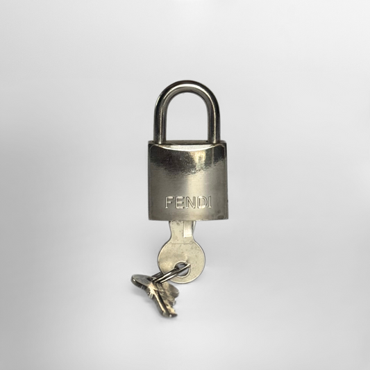 Fendi Lock With Key Silver Metal