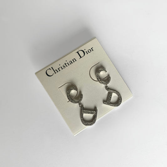 Dior Dior Rhinestone Silver Earrings - Accessories - Etoile Luxury Vintage